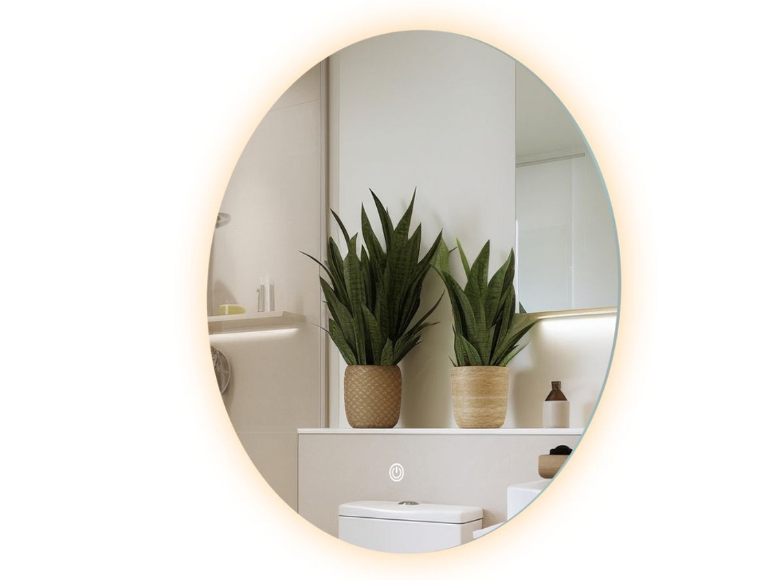 Espelho De Banheiro 60 Cm Sem Moldura Antiembaçante Com Luz Led Iluminada Mirlux