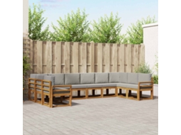 Vidaxl Conjunto De Sofás Para Exterior 10 Pcs Cinza Natural E Claro