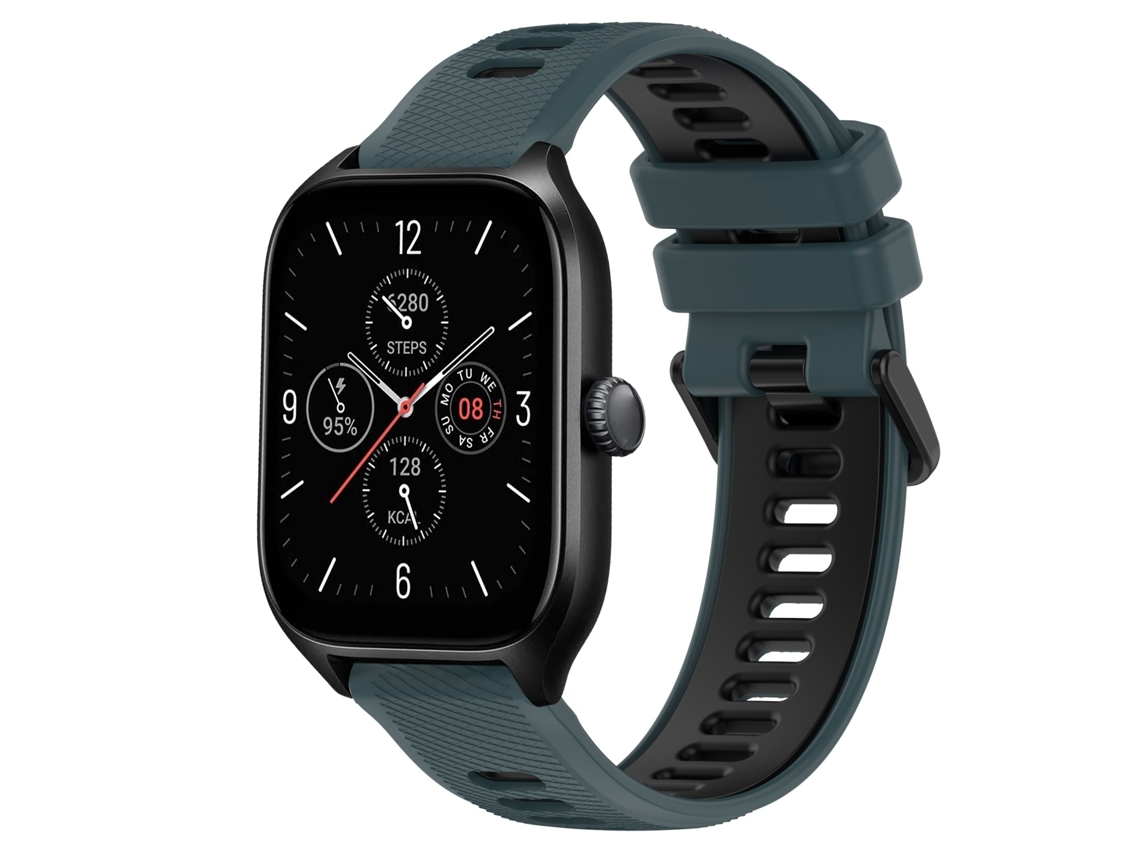 Bracelete de Smartwatch para Amazfit GTS 4 desportiva de duas cores de silicone de 20 mm (verde oliva + preto)