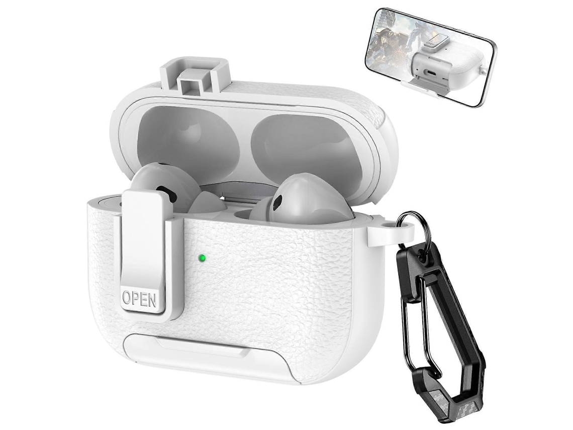 Capa Para Fones De Ouvido Sem Fio Airpods Pro Com Textura De Couro, Com Gancho E Suporte.