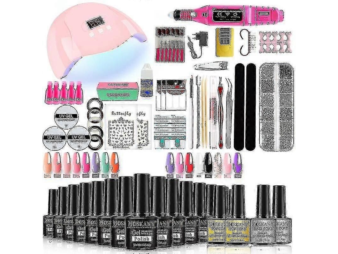 Kit de Unhas Gel Profissional Conjunto com 120w/54w Lâmpada Unha Uv e Broca Compatível Todo o G El Secagem Esmalte M GOKOCO