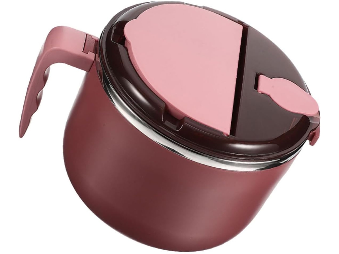 Tigela Para Macarrão Ibasenice Em Aço Inoxidável, Marmita Reutilizável, Prática E Térmica, 1300ml Com Tampa Hermética E