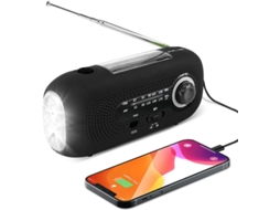 Rádio AM/FM AQUAFORGE com manivela, energia solar, alarme SOS, 2000mah, vermelho