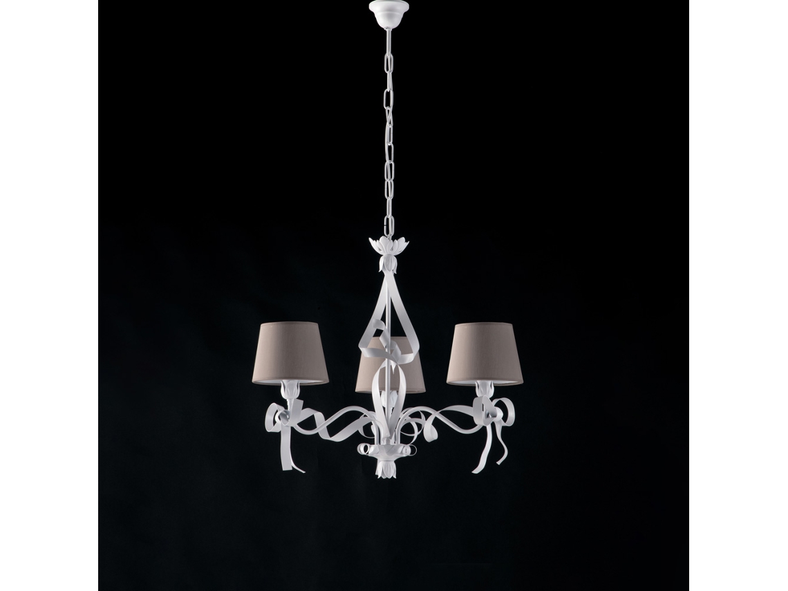 Lucy Lustre Gasto De Ferro Lacado Branco 3 Luzes 113 Ø59 Bl184 3 Bco Belight