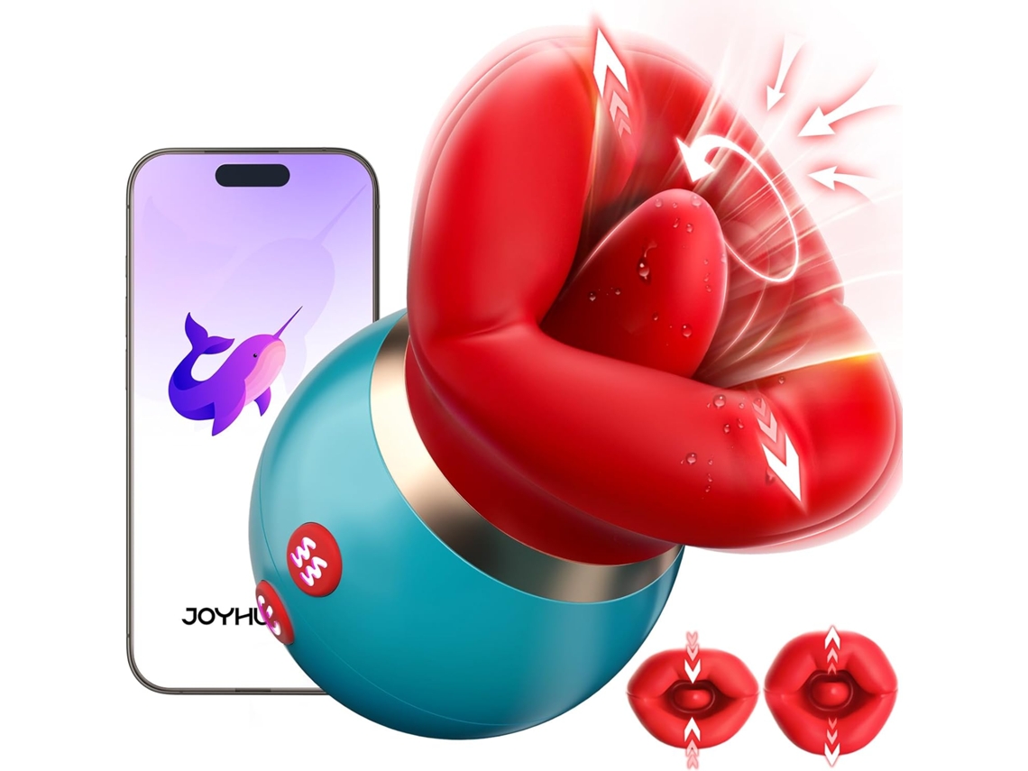 Vibrador Boca Grande 3 Em 1 Com Controlo Por Aplicação, Lambida Da Língua, Chupada E Vibração Para Mulheres E Casais