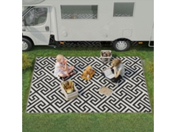 Tapete de Exterior Polipropileno Cor Branco e Preto 182x274x0,3 cm Outsunny