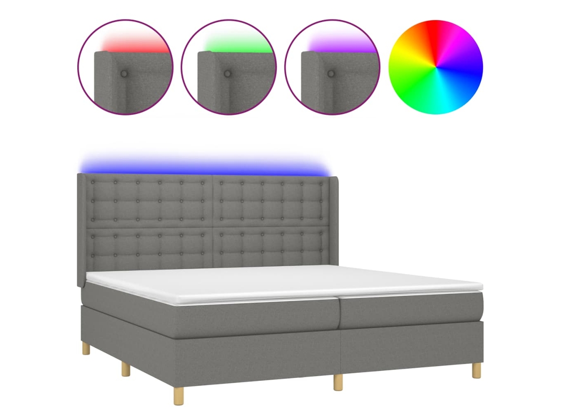 Box Spring Bed, Box Spring Beds Vidaxl Cinzeto Tecido (200 X 200 Cm)