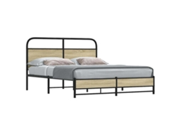 Vidaxl Estrutura de Cama Sem Colchão 160x200cm Metal Carvalho Sonoma
