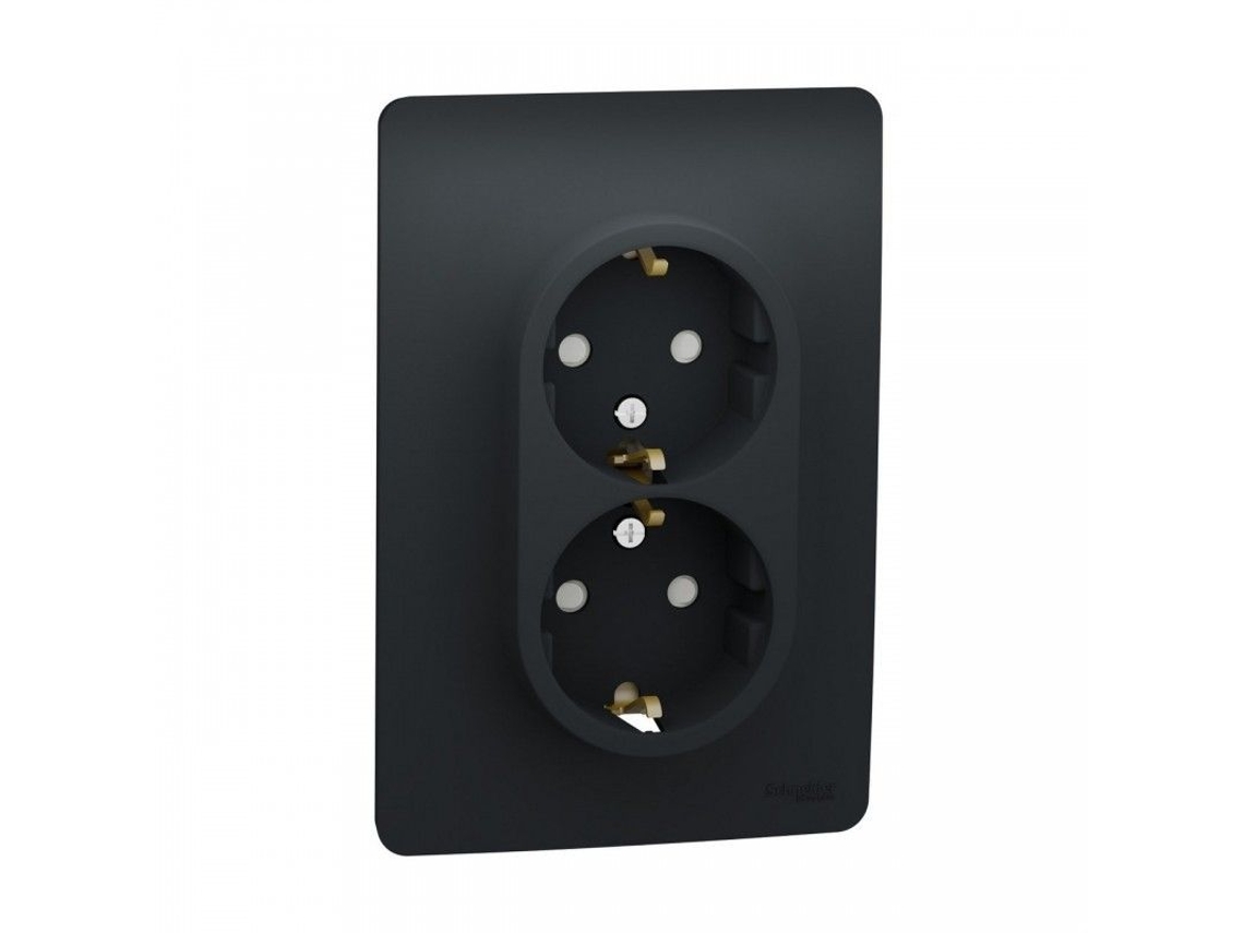 Base De Soquete Dupla Antracite Schuko Schneider Nu206754