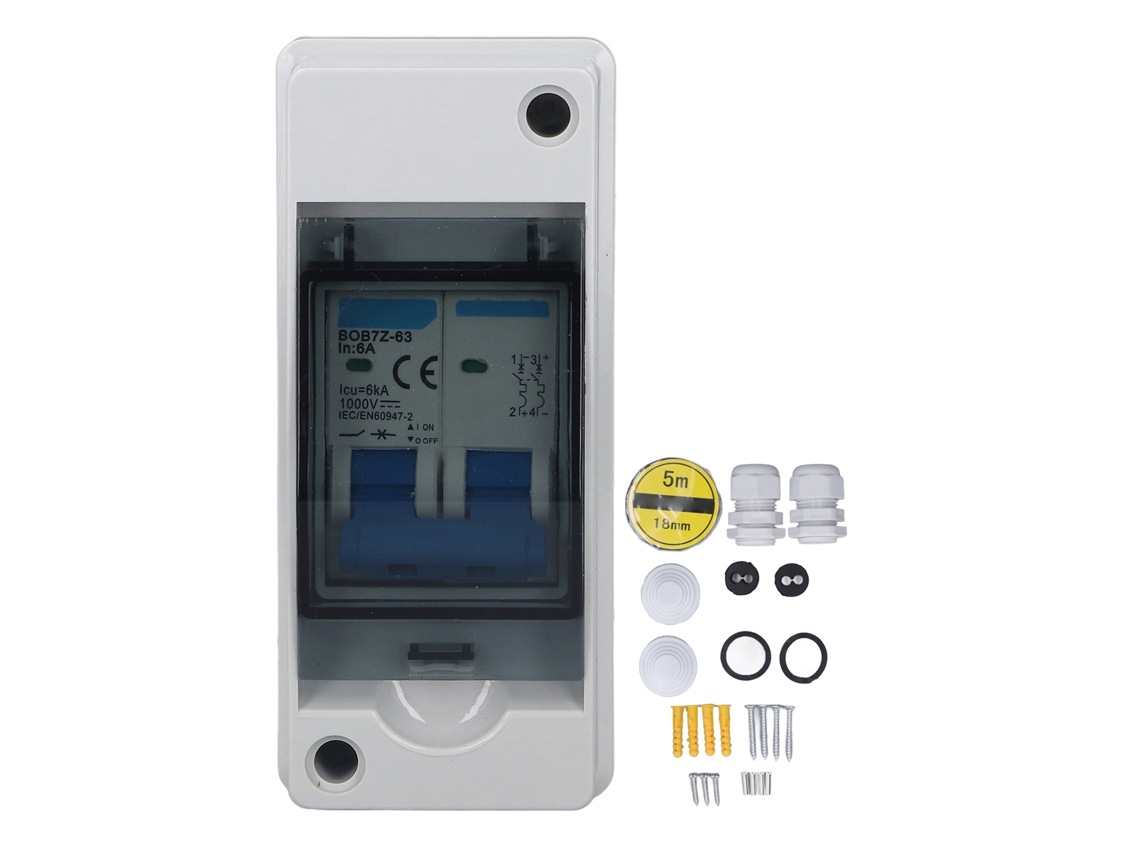Interruptor de Desconexión CC 6A 1000V, Disjuntor Miniatura com Caixa IP65 para Painel Solar PV S/MARCA