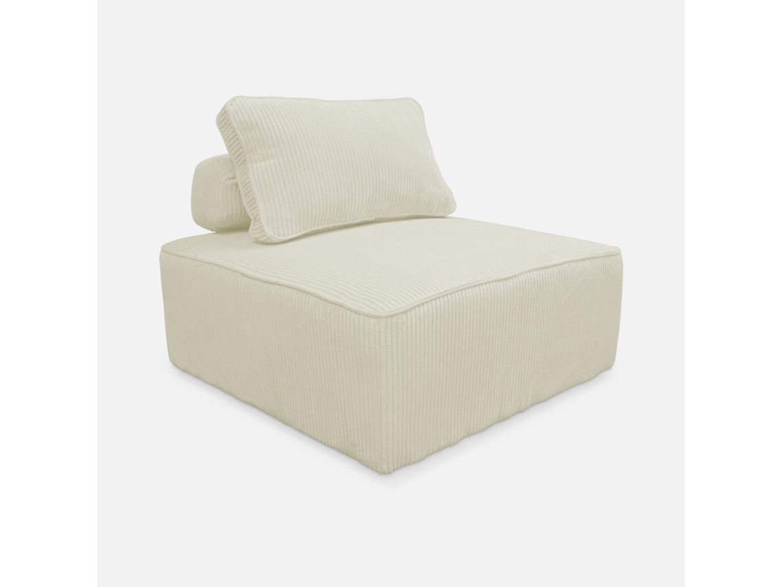 Módulo Para Sofá Modular Em Veludo Canelado, Creme