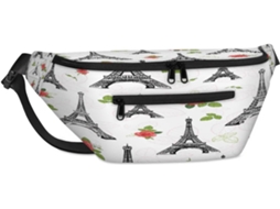 Bolsa de Ombro Unissex Tropicallife Roses Eifel Tower Paris 38 X 25 9 19 Cm Impermeável Design Pa