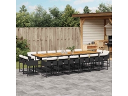 Vidaxl 17 Pcs Conjunto De Jantar P/ Jardim C/ Almofadões Vime Pe Preto