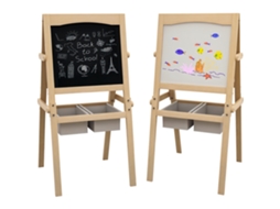 Quadro de Ardósia, Cavalete, Criança, Dupla Face, 58 X 50,5 X 109 Cm, Branco Natural | S/MARCA