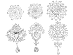Conjunto De 6 Broches De Pérolas Artificiais E Cristais Para Casamento, Formatura E Presente.