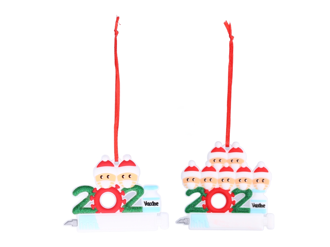 2 peças de enfeites de Natal personalizados com vacina 2021 para amigos e família, árvore de Natal decorativa LAXISCREED