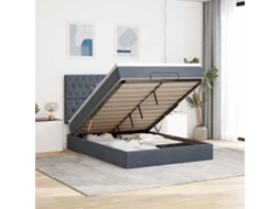 Vidaxl Estrutura Cama Otomana Com Colchões 140x190cm Cinzento Escuro