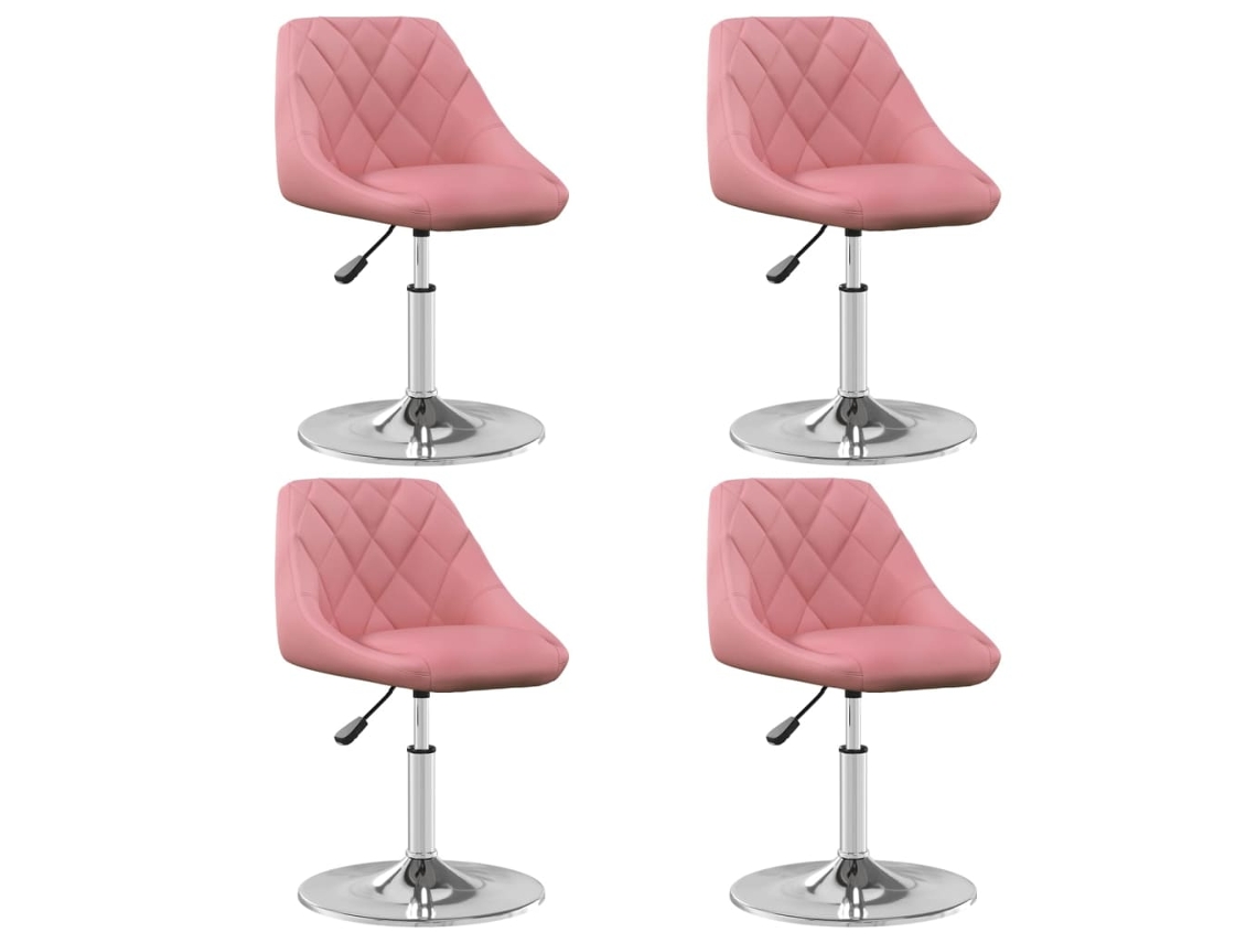 Vidaxl Cadeiras De Jantar Giratórias 4 Pcs Veludo Rosa