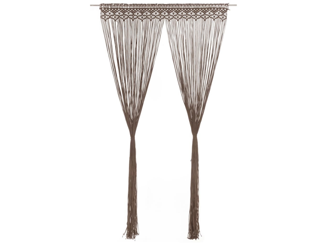 Vidaxl Cortina Em Macramé 140x240 Cm Algodão Cinzento-acastanhado
