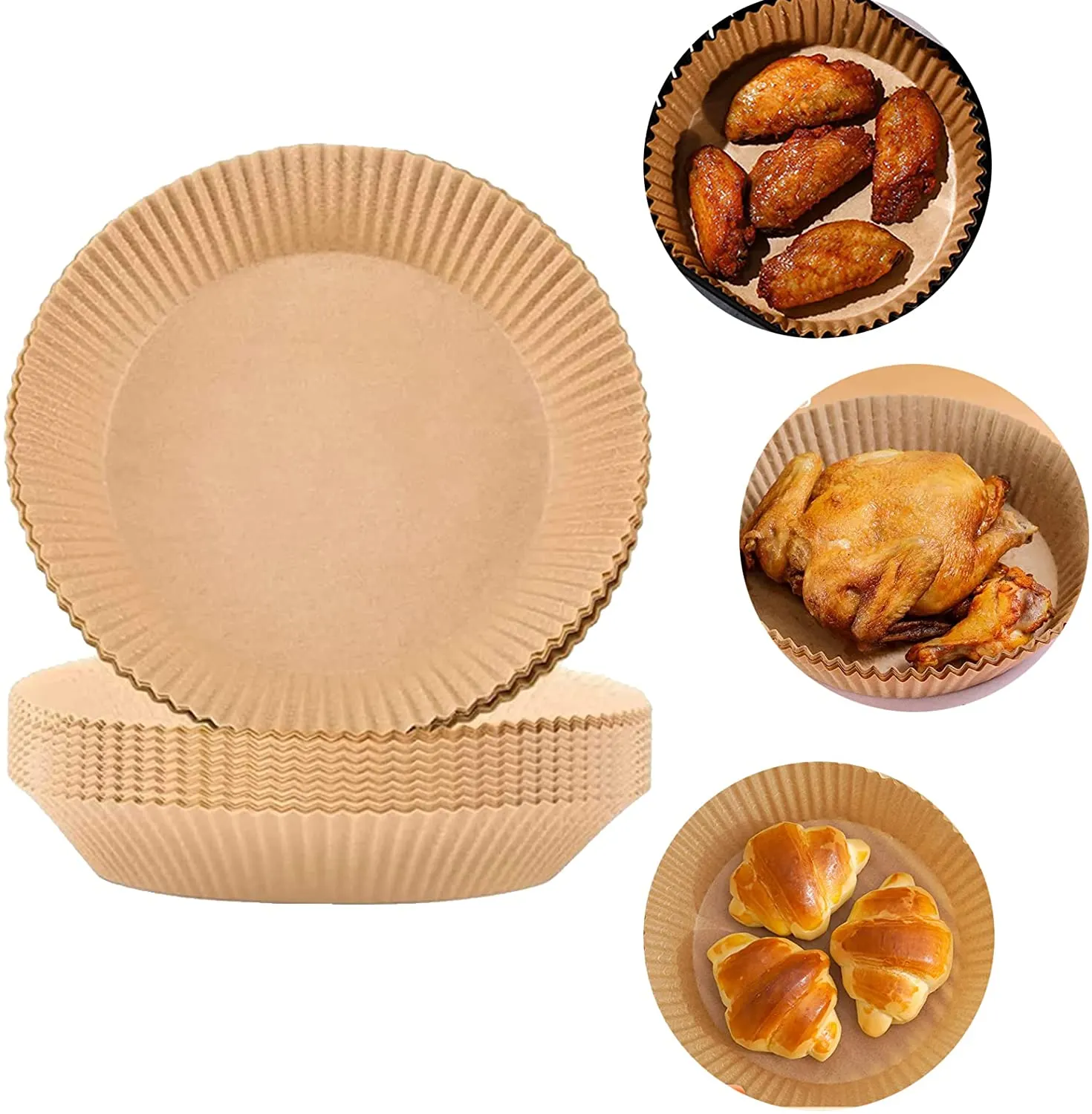 Pacote Com 100 Unidades De Papel Para Fritadeira A Ar - Marrom
