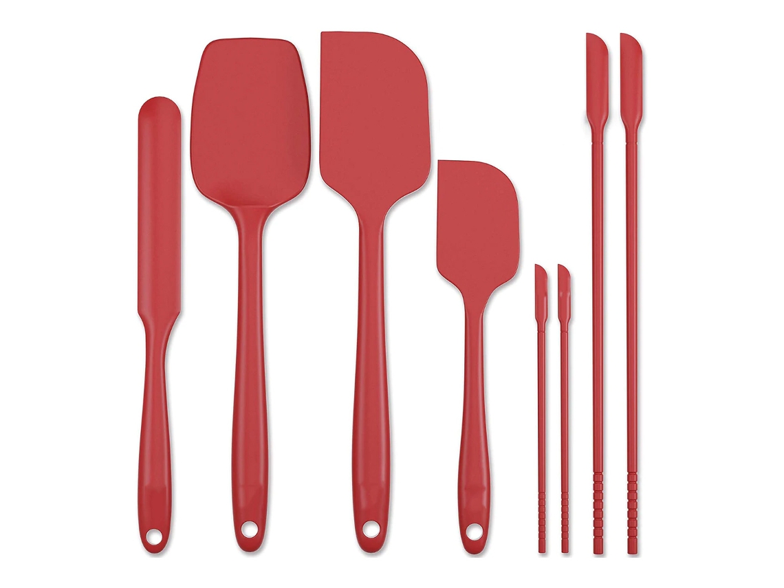 KOFIHETY Conjunto De 8 Espátulas De Silicone Forc, Inclui 4 Mini Espátulas, Espátula Resistente Ao Calor, Utensílios De Cozinha Vermelho
