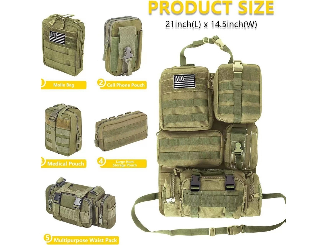 Organizador de Banco Universal com 5 Bolsas Molle Detacháveis