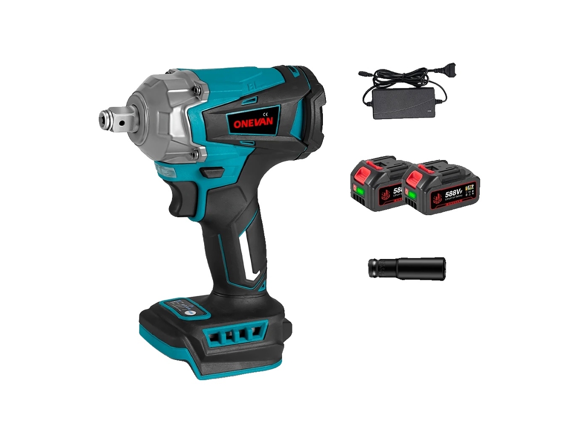 Chave De Impacto Elétrica, 1200 N.m De Torque, Motor Sem Escovas De 18v,conjunto De 2 Baterias