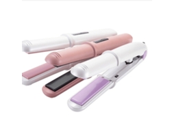 Prancha Alisadora/modeladora de Cabelo Recarregável Via Usb com Placas de Cerâmica MDUG (branco e Rosa)