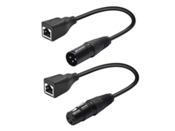 Conjunto de Cabos Adaptadores Dmx Ethernet Xlr 3 Pin Macho/fêmea para Rj45 Preto 2 Unidades