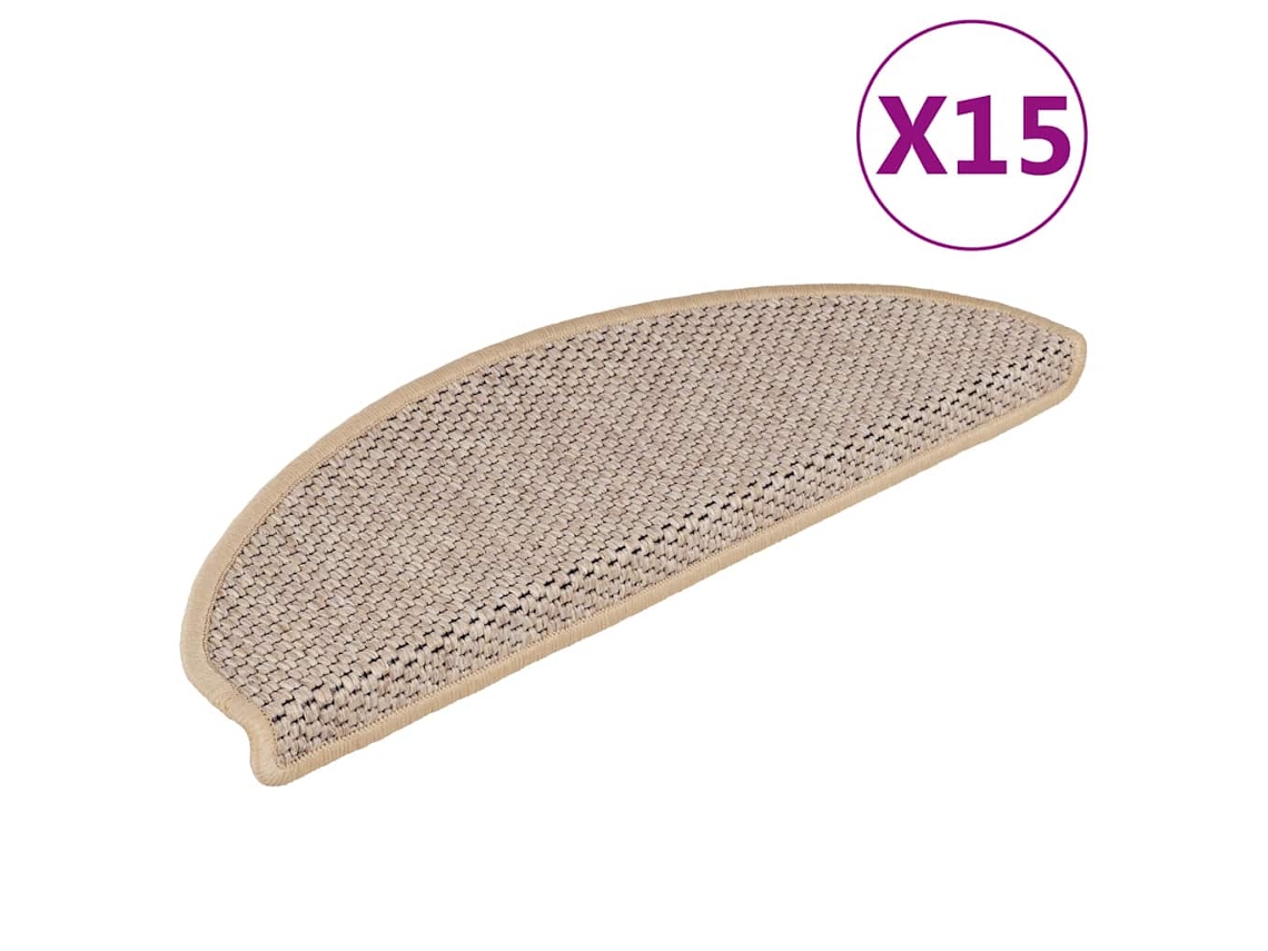 Tapetes Escada Adesivos Aparência Sisal 15pcs 65x21x4cm Bege Claro DKD HOME DECOR