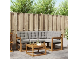Vidaxl Conjunto De Sofás Para Exterior 5 Pcs Cinza Natural E Claro