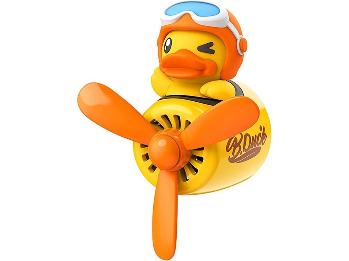 Aromatizador de Carro Pato Amarelo Piloto com Hélice Ventoinha Perfume Decorativo