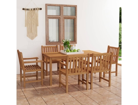 Conjunto de Refeição com 7 Peças (160 x 80 x 77 - Madeira - Castanho)