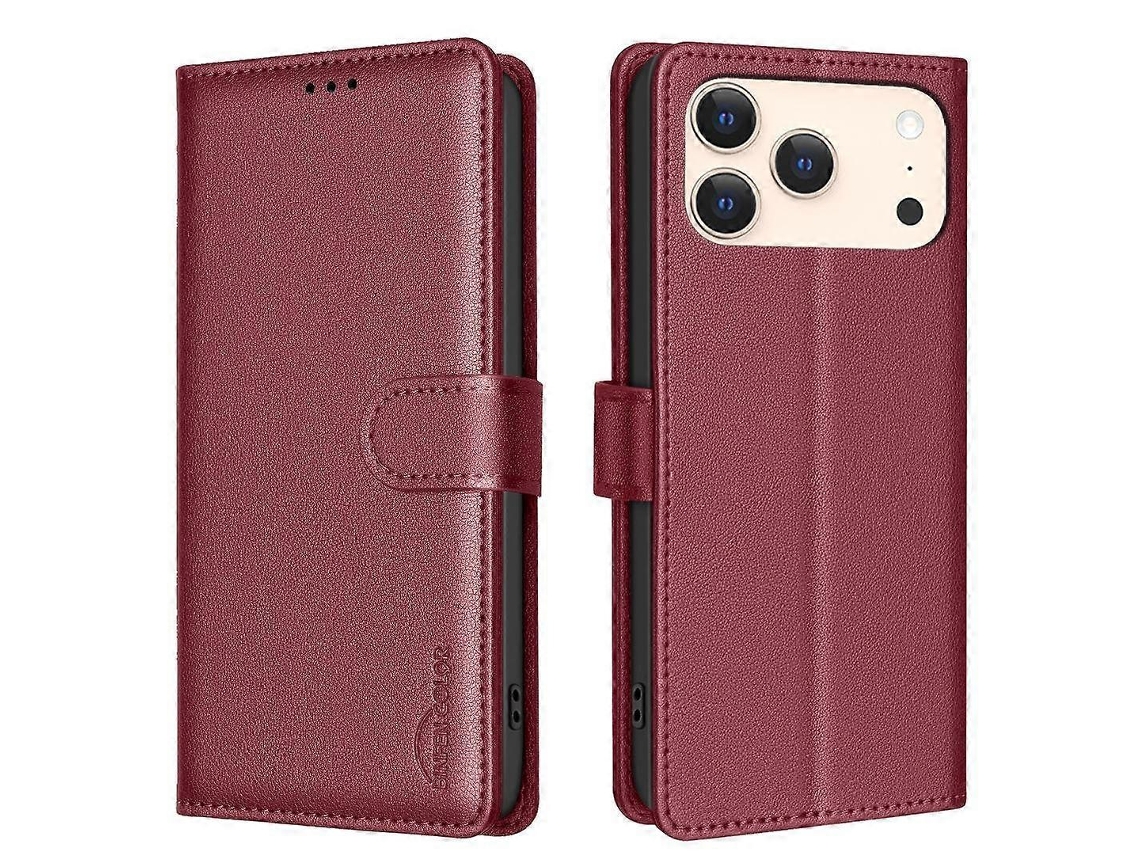 Capa De Pu Com Textura De Lichia E Proteção Rfid, Compatível Com Iphone 17 Pro - Lingling Vermelha