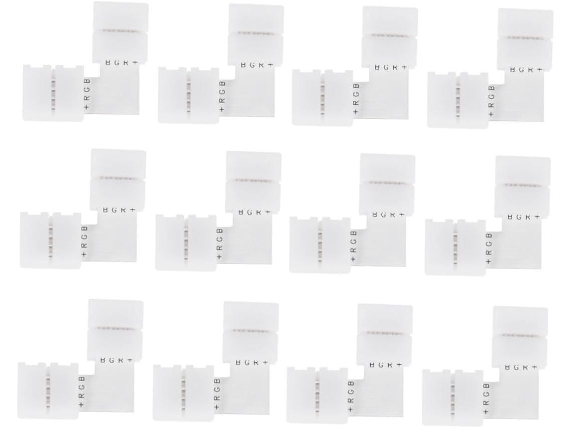 Conjunto De 20 Peças De Conectores Angulares Para Fitas De Led, Adaptadores Brancos.