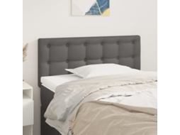 Cama com Cabeceira PANGSHIYUAN Madeira Pele Sintética Cinzento (90x5x78)