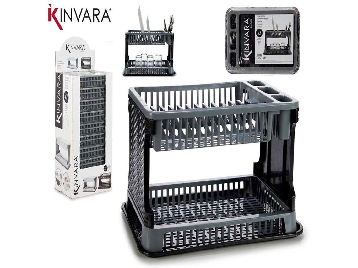 Escurreplatos Plastico Rattan 2 Pisos Kinvara