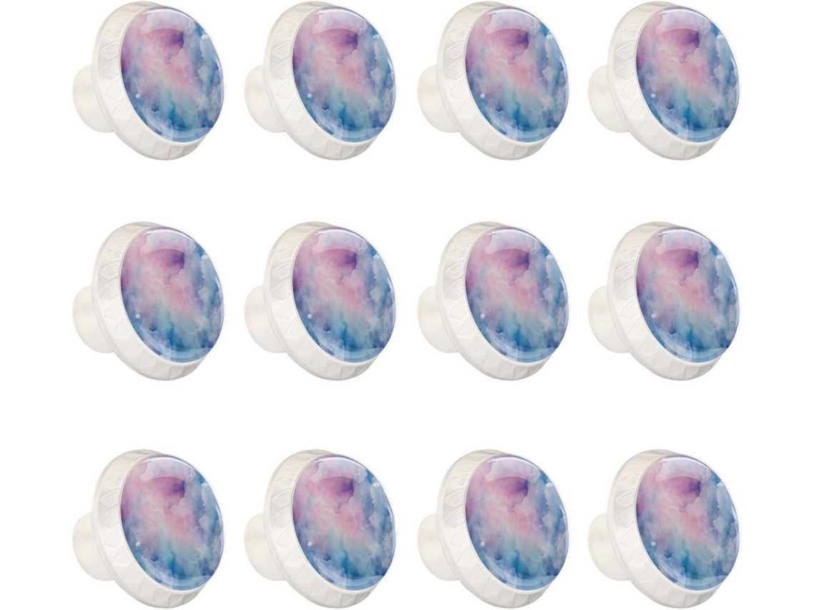 Puxadores Redondos Para Armários De Cozinha, Puxadores Para Armários E Gavetas, 12 Peças, Mármore Abstrato Azul E Roxo