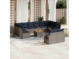 Vidaxl Conjunto De Sofá De Jardim Com 13 Peças E Almofadas Em Rattan Sintético Cinza