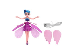 Boneca Fada Voadora Princesa Luminosa com Sensor de Gestos Usb Recarregável para Meninas Roxa | S/MARCA