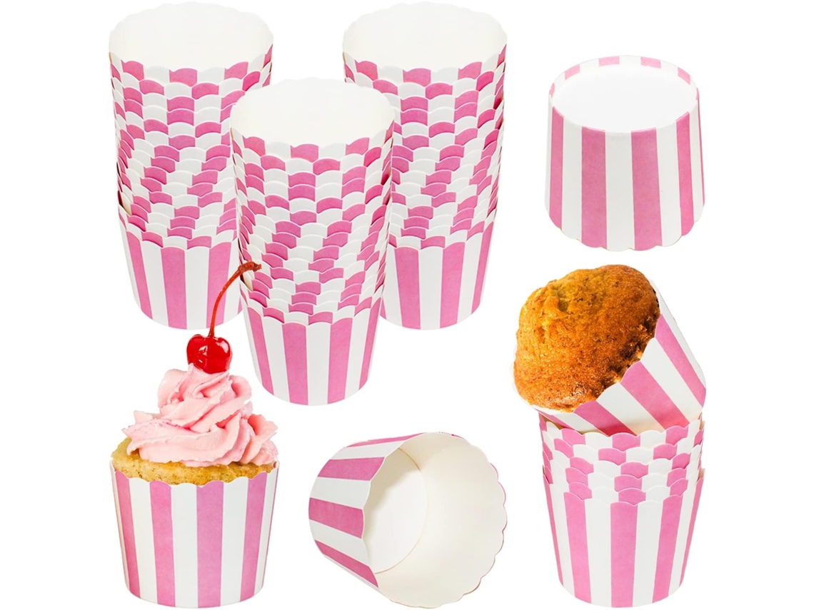 Conjunto De 50 Forminhas De Papel Para Muffins E Cupcakes, Rosa, Para Assar E Apresentar Sobremesas Em Festas E Eventos