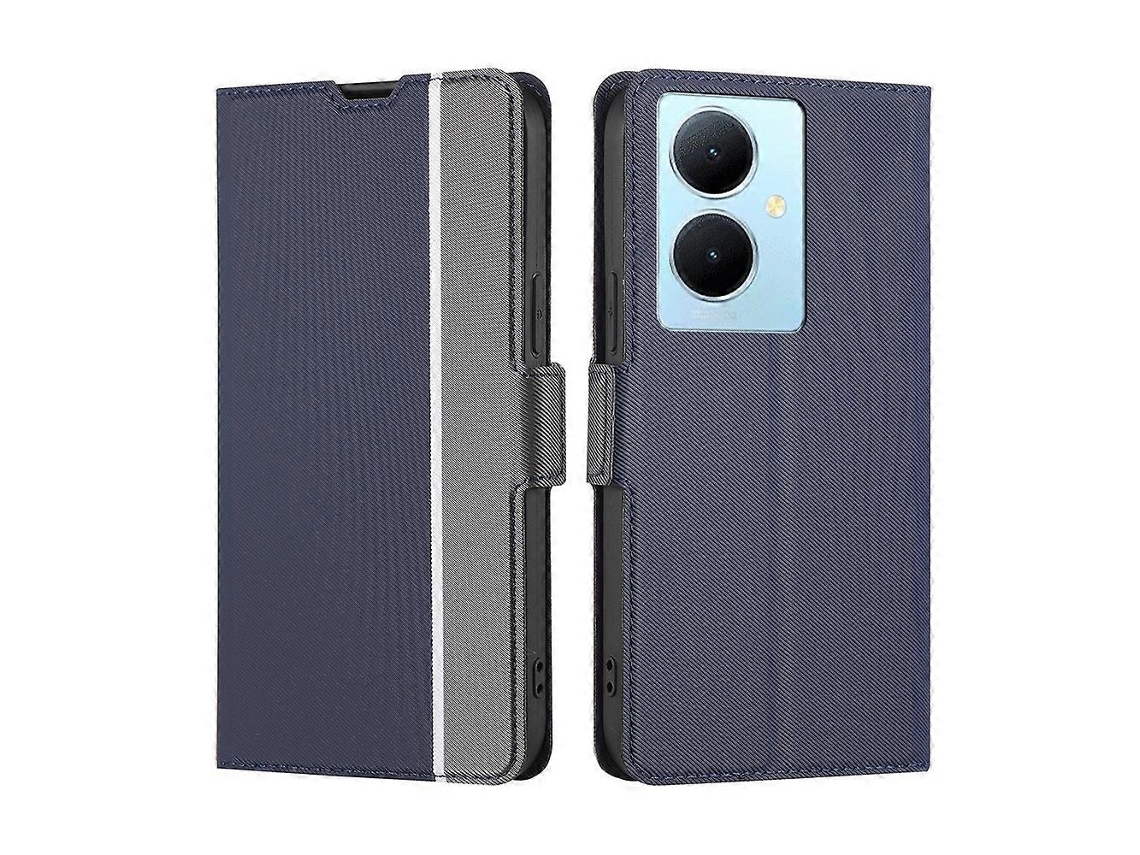 Capa De Couro Para Celular Com Textura De Sarja E Botões Laterais