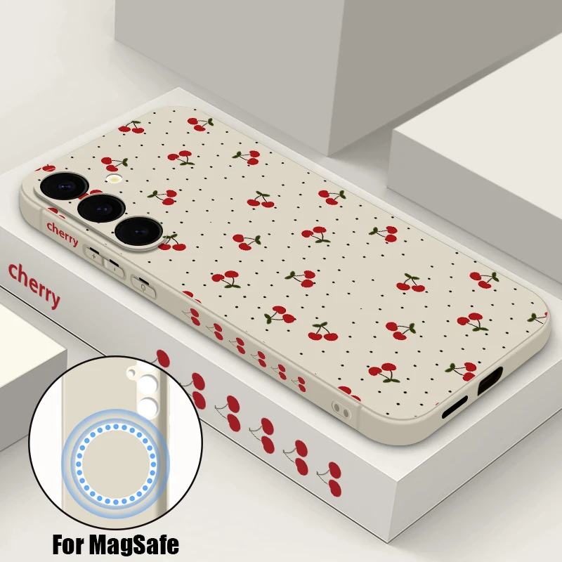 Capa Magnética Para Samsung Galaxy S23 Fe Cherry (cor Creme), Com Carregamento Sem Fio Magsafe.