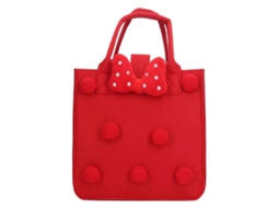 Sacola De Presente Reutilizável De Feltro Com Laço E Pompom Felpudo, Dobrável E Ideal Para Guardar Compras E Organizar Presentes Em Festas De Ani