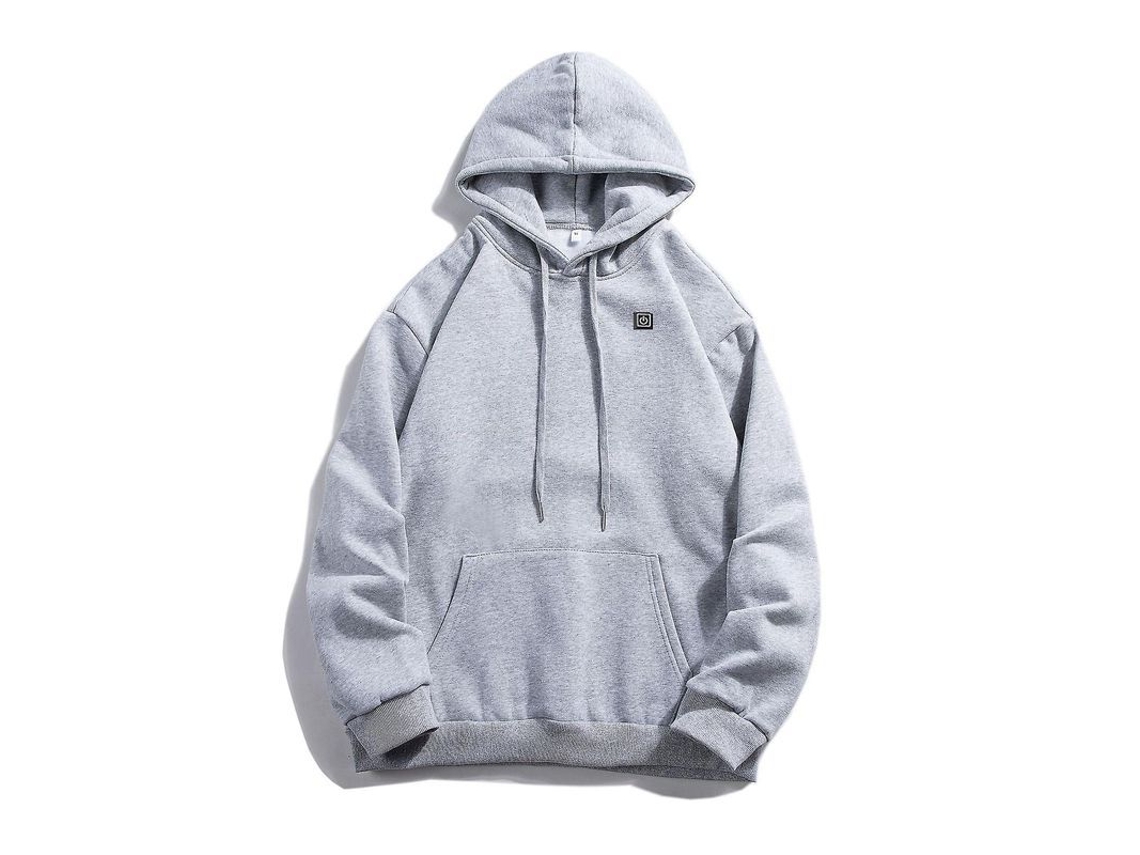2026 sudadera com Capuz Térmica Usb Unissex de Algodão e Lã Grossa para Inverno e Outono Casual Cinza com Zíper e Bolsos