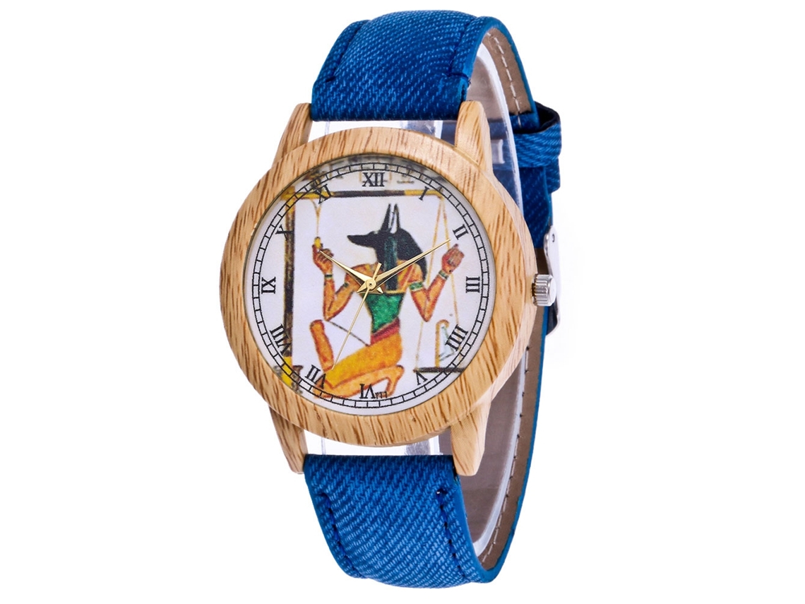 Relógio de casal vintage casual com pulseira de jeans de quartzo (azul)