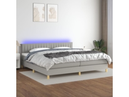 Vidaxl Cama Box Spring C/ Colchão E Led 200x200 Cm Tecido Cinza-claro