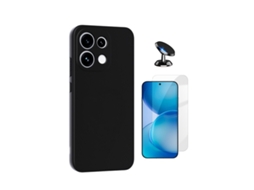 Kit Vidro Temperado Cleargorilasglass Capa Proteção Silicone Suporte Para Oppo Reno16 Fs 5g - Preto