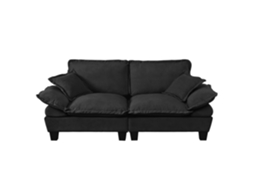 Loveseat de veludo para 2 pessoas, modular, com braços curvados, preto ORBITRA COMMERCE