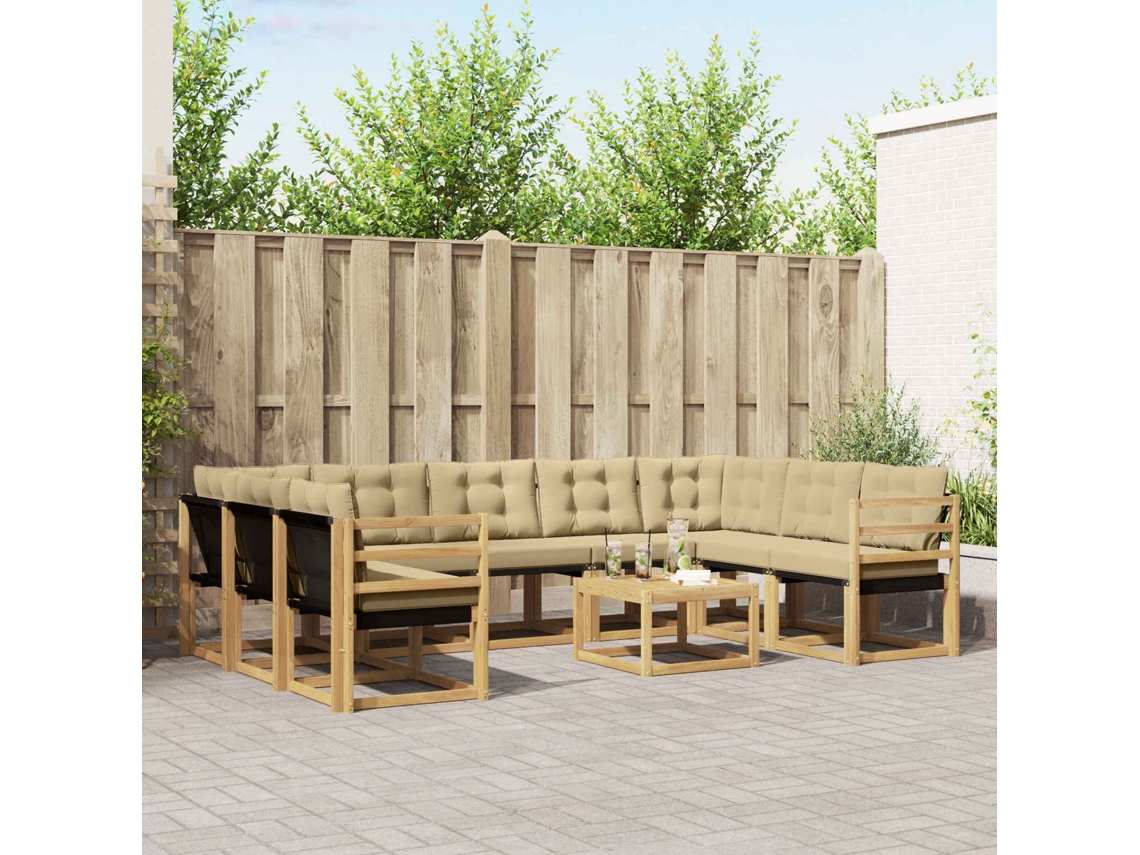 Vidaxl Conjunto De Sofás Para Exterior 10 Unid. Branco E Bege